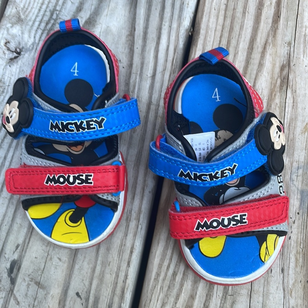Disney Mickey Mouse Toddler Sandals Size 4 Blue Red